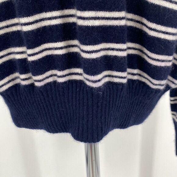 Anthropologie‎ TROVATA Montecito Cashmere Cotton Stripe Sweater Cream/Navy Sz M - Picture 8 of 11